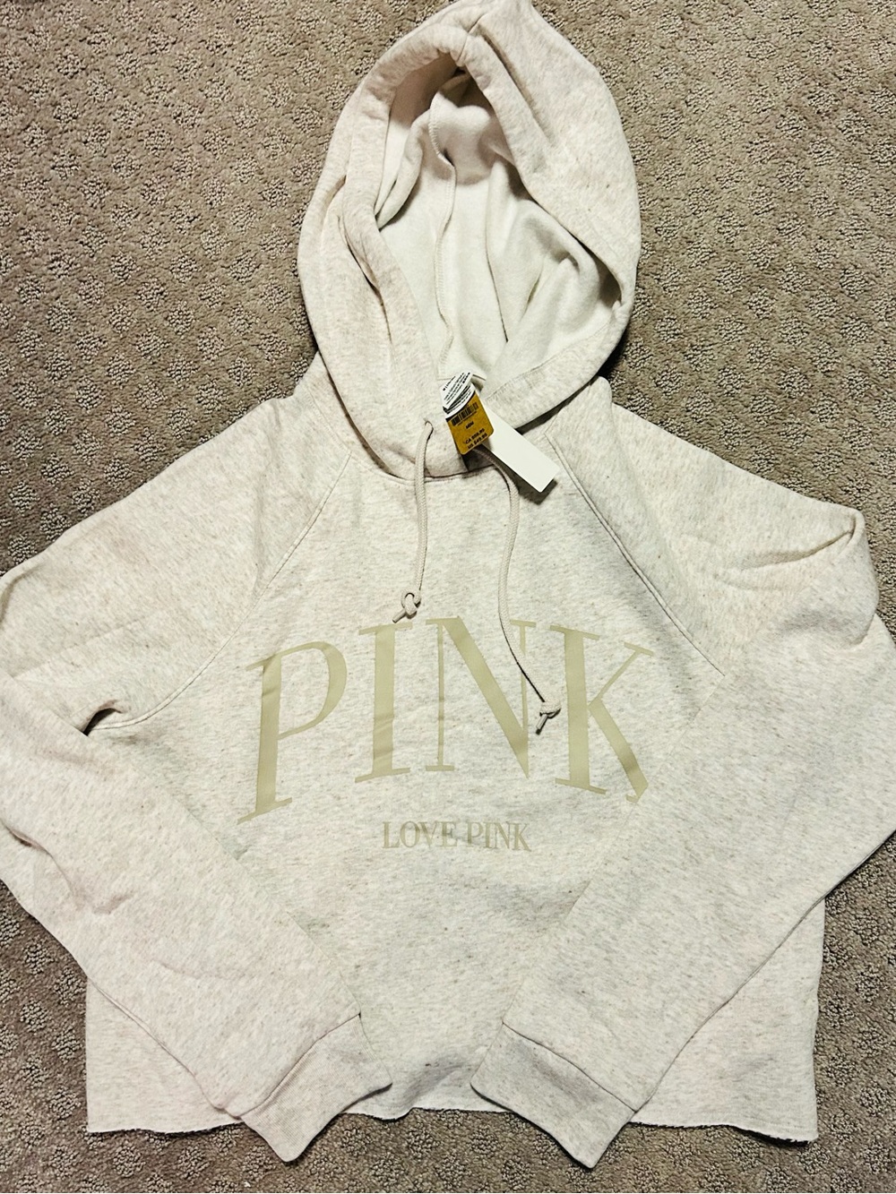 PINK Victoria's Secret Cropped Campus Hoodie Sweatshirt